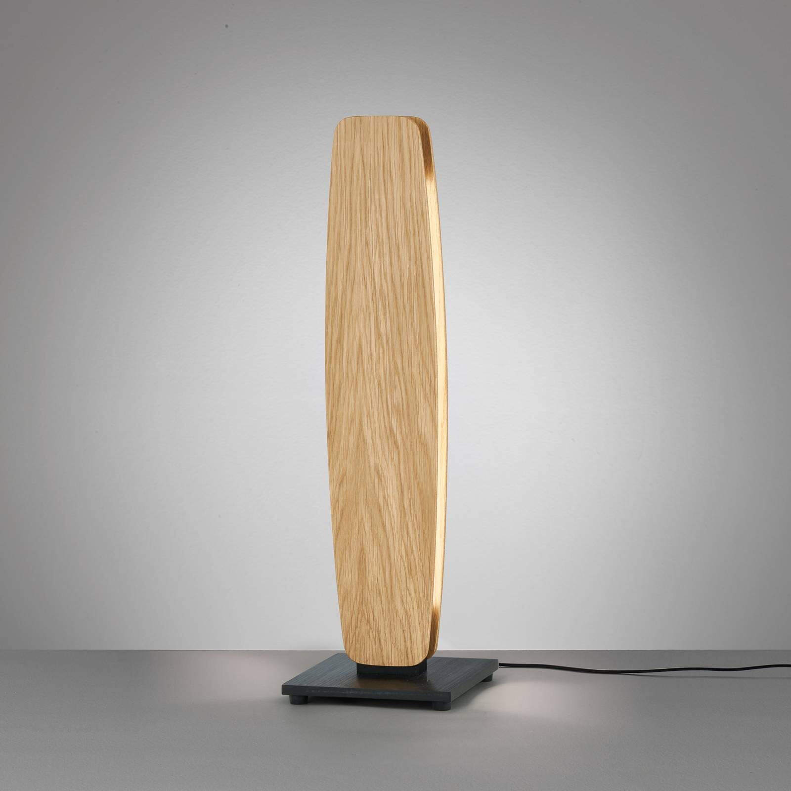 Quitani Persida LED stolová lampa, výška 50 cm, dub, 2 700 K