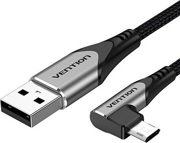 Vention 90° USB 2.0 -> micro-B Cotton Cable Gray 1.5m Aluminium Alloy Type