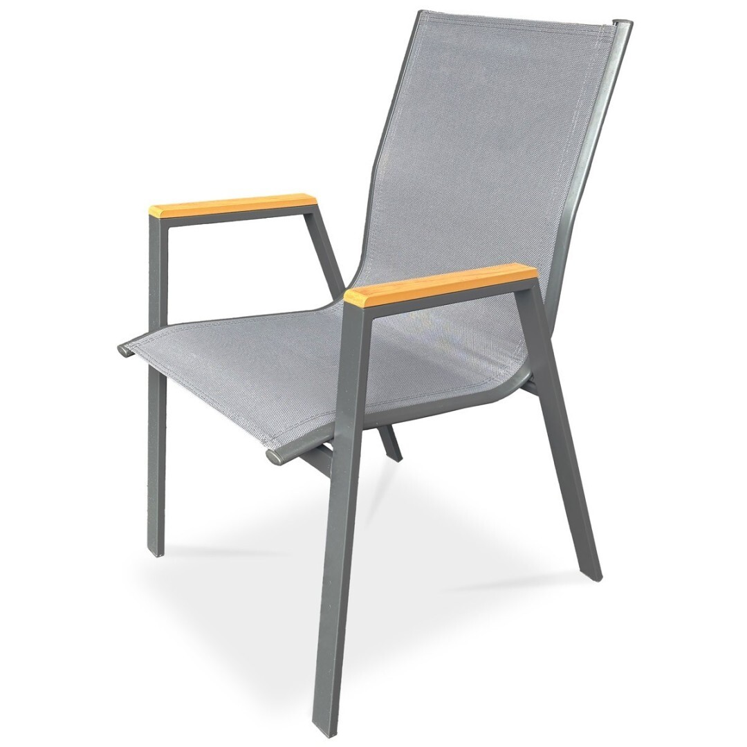 Autronic ZÁHRADNÁ STOLIČKA - kombinácia kovu a textílie - šedá