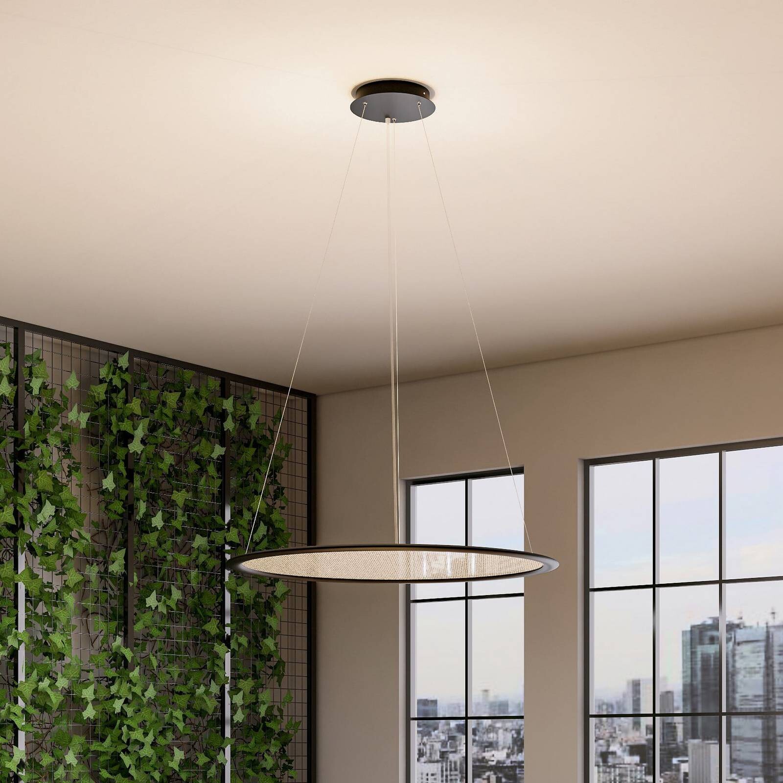 LED závesné svietidlo PANEL, čierne, Ø 63 cm, kov, CCT stmievateľné 50 W
