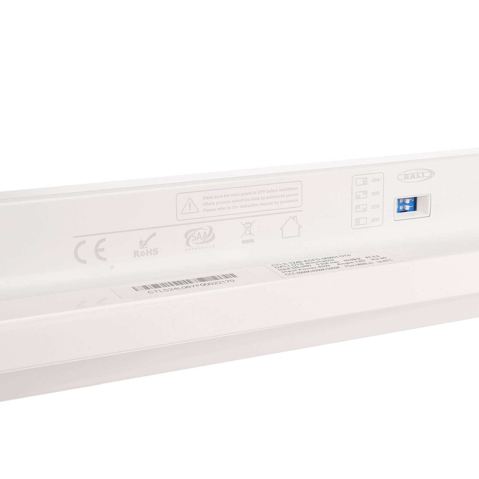 LED koľajnicové svietidlo LINEAR PRO, biele, CCT 120 cm 3-fázové DALI