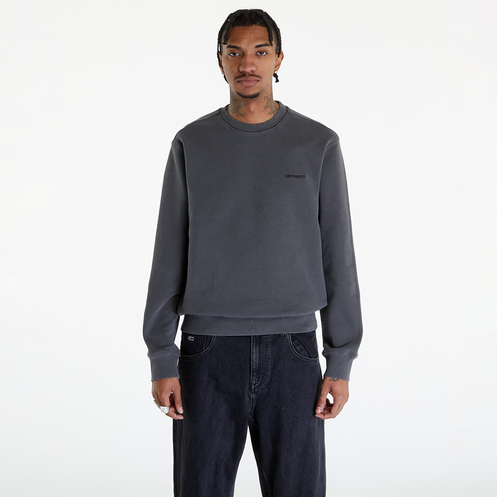 Mikina Carhartt WIP Duster Script Sweatshirt UNISEX Black Garment Dyed XXL