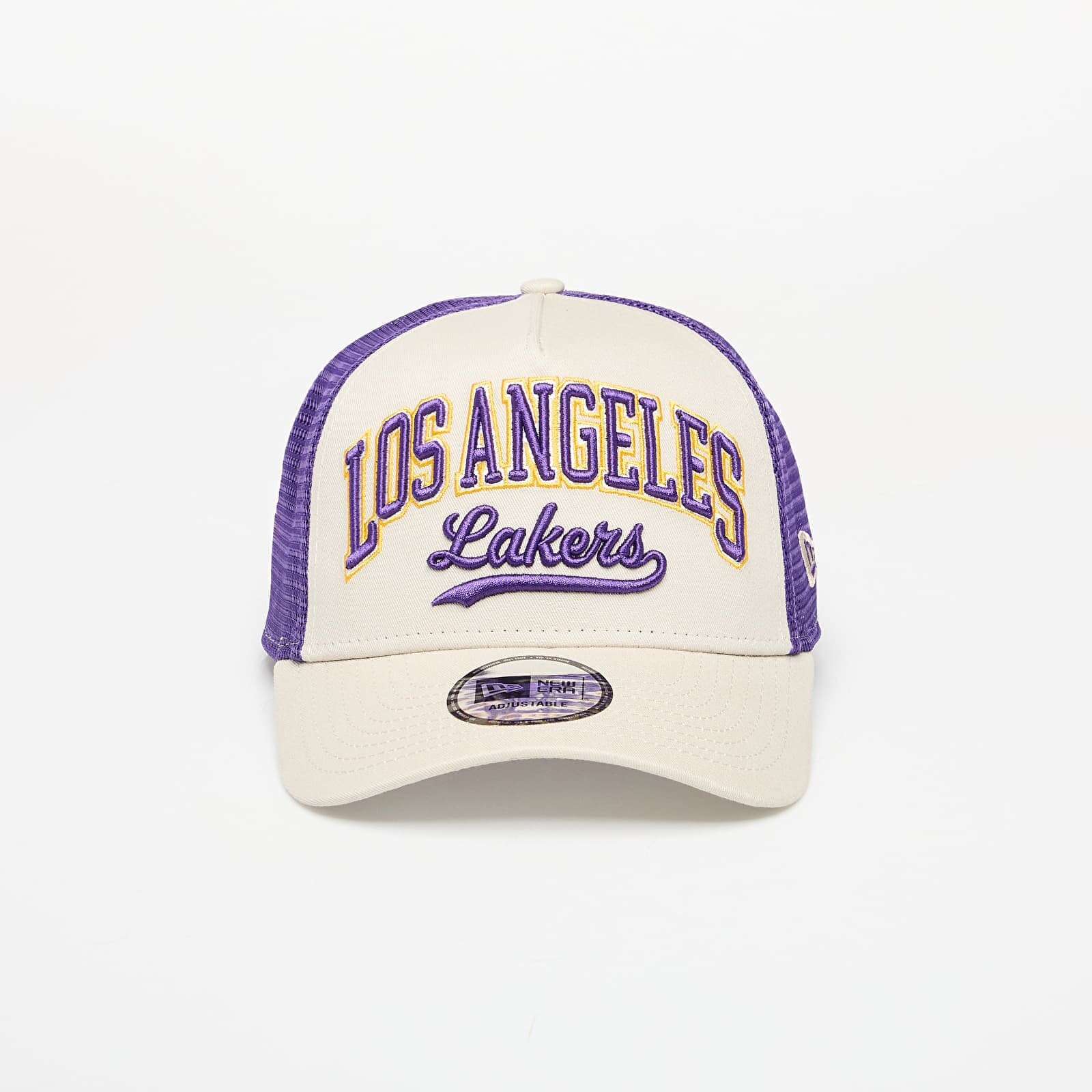 Šiltovka New Era Los Angeles Lakers NBA Script 9FORTY E-Frame Trucker Adjustable Cap Cream Universal
