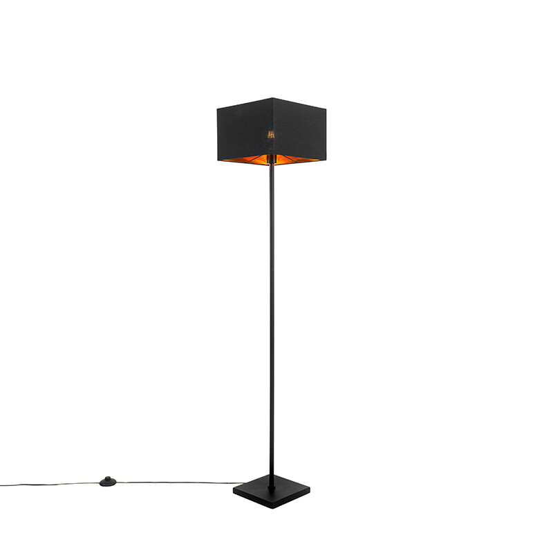 Moderná stojaca lampa čierna so zlatým štvorcom - VT 1