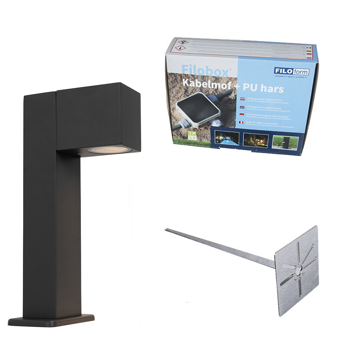 Priemyselné stojace vonkajšie svietidlo antracitové 30 cm IP44 - Baleno