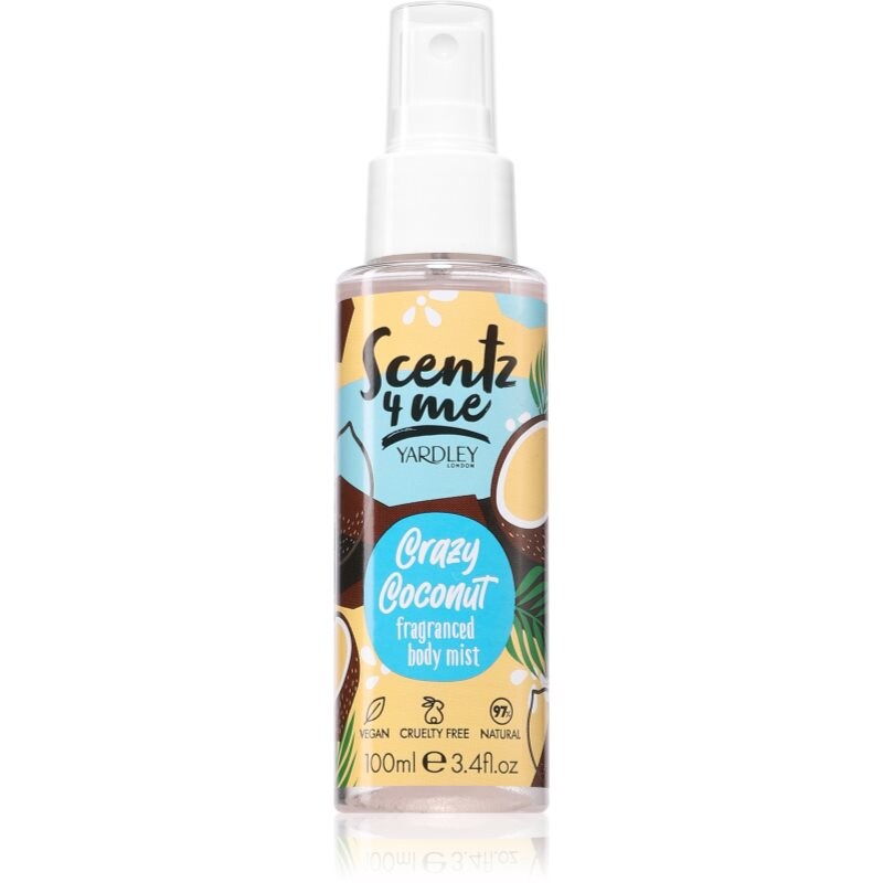 Yardley Scentz 4 Me Crazy Coconut telová hmla pre ženy 100 ml