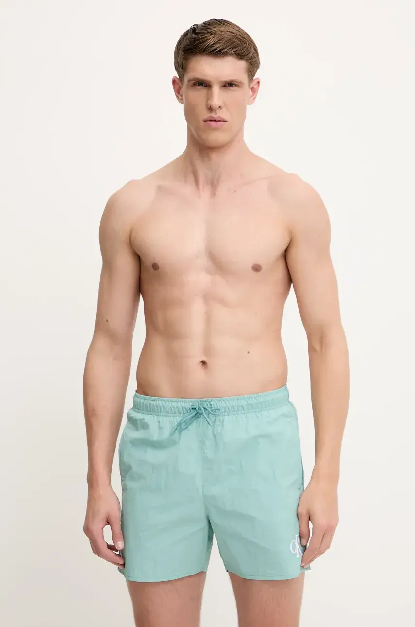 Plavkové šortky Calvin Klein tyrkysová farba, KM0KM01102