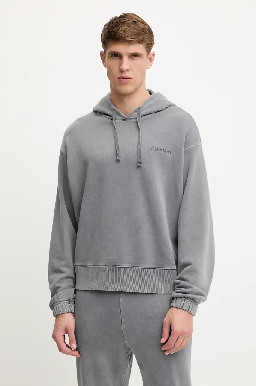 Mikina s kapucňou Calvin Klein Underwear šedá farba, s kapucňou, jednofarebná, LV00NM2894