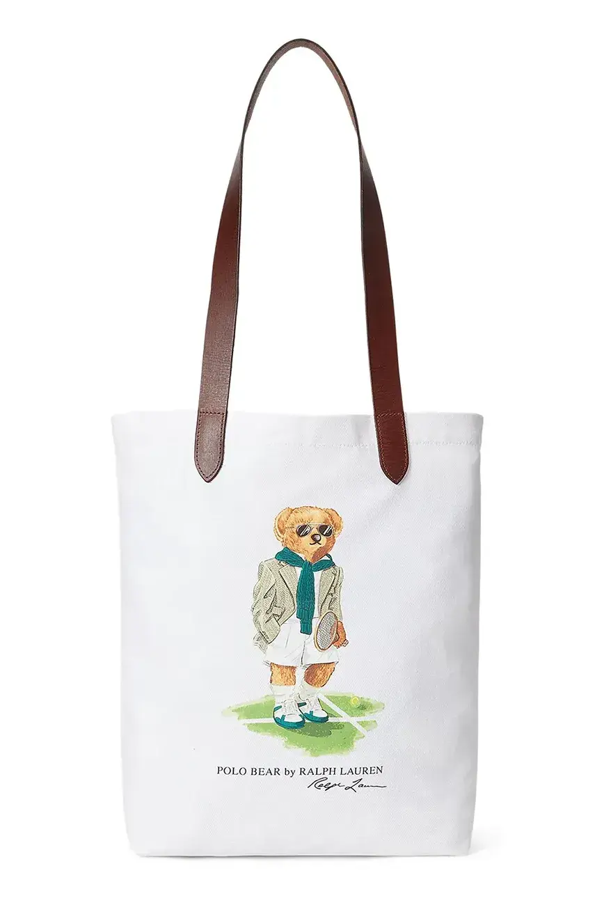Bavlnená taška Polo Ralph Lauren biela farba, 405970414