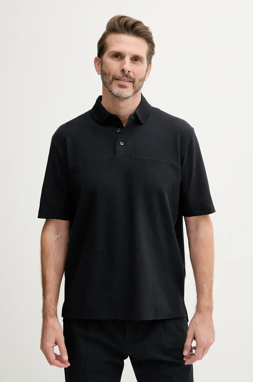 Bavlnené polo tričko Armani Exchange tmavomodrá farba, jednofarebné, XM000357 AF12758