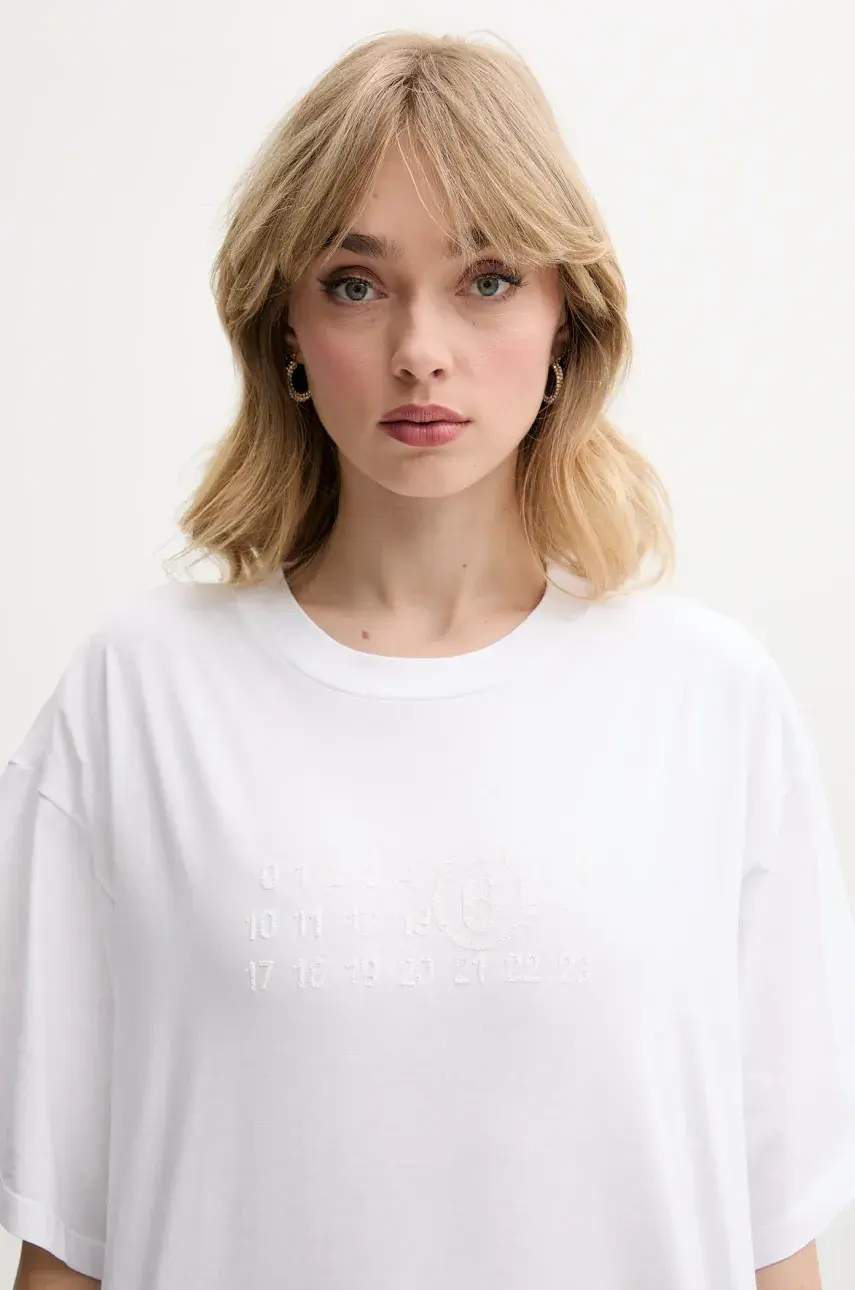 Bavlnené tričko MM6 Maison Margiela dámske, biela farba, S62GD0202