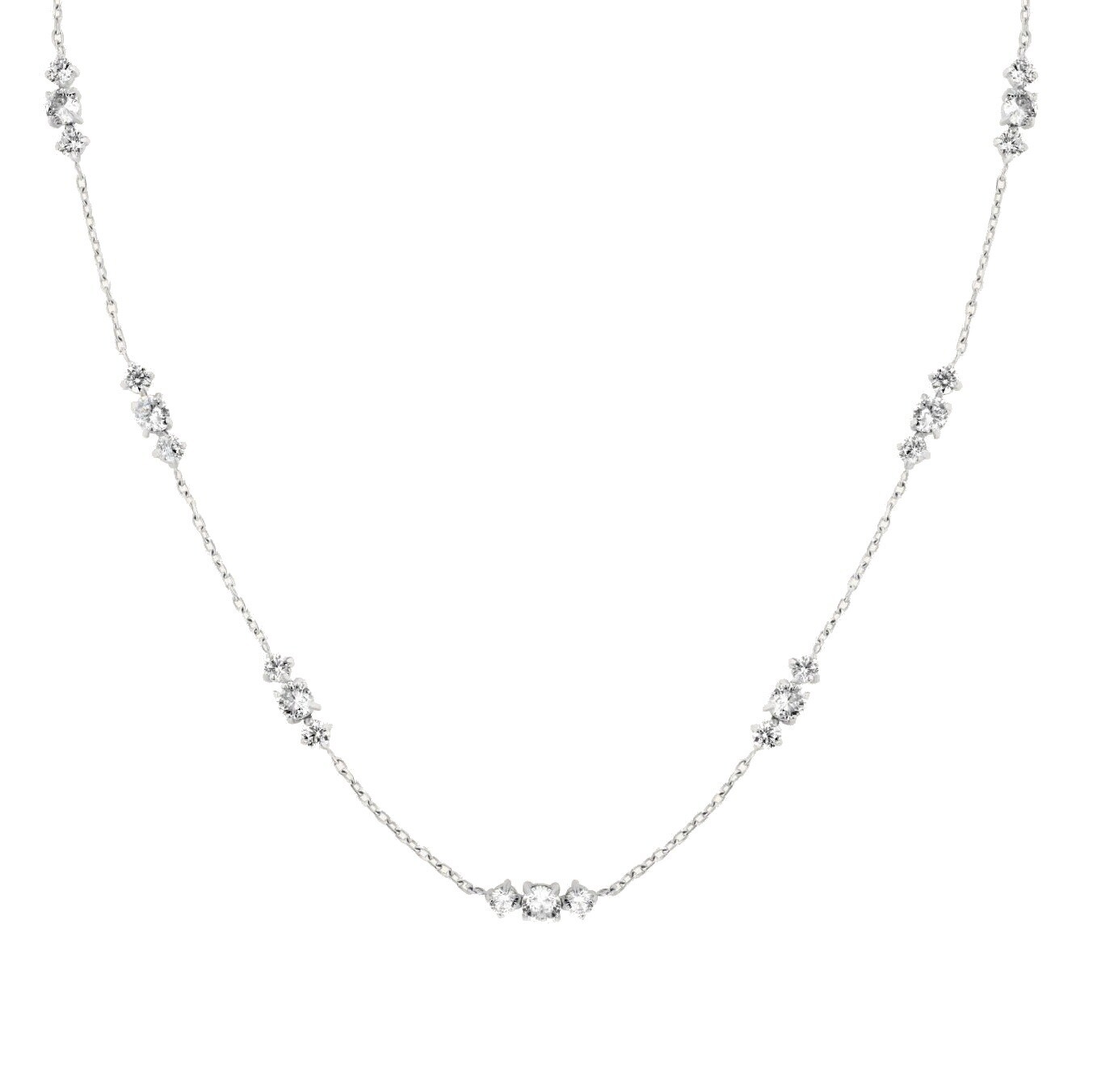 Rosefield Elegantný oceľový náhrdelník s kryštálmi Triple JNTCS-J1016