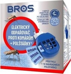 BROS Elektrický odparovač proti komárom + vankúšiky 10 ks