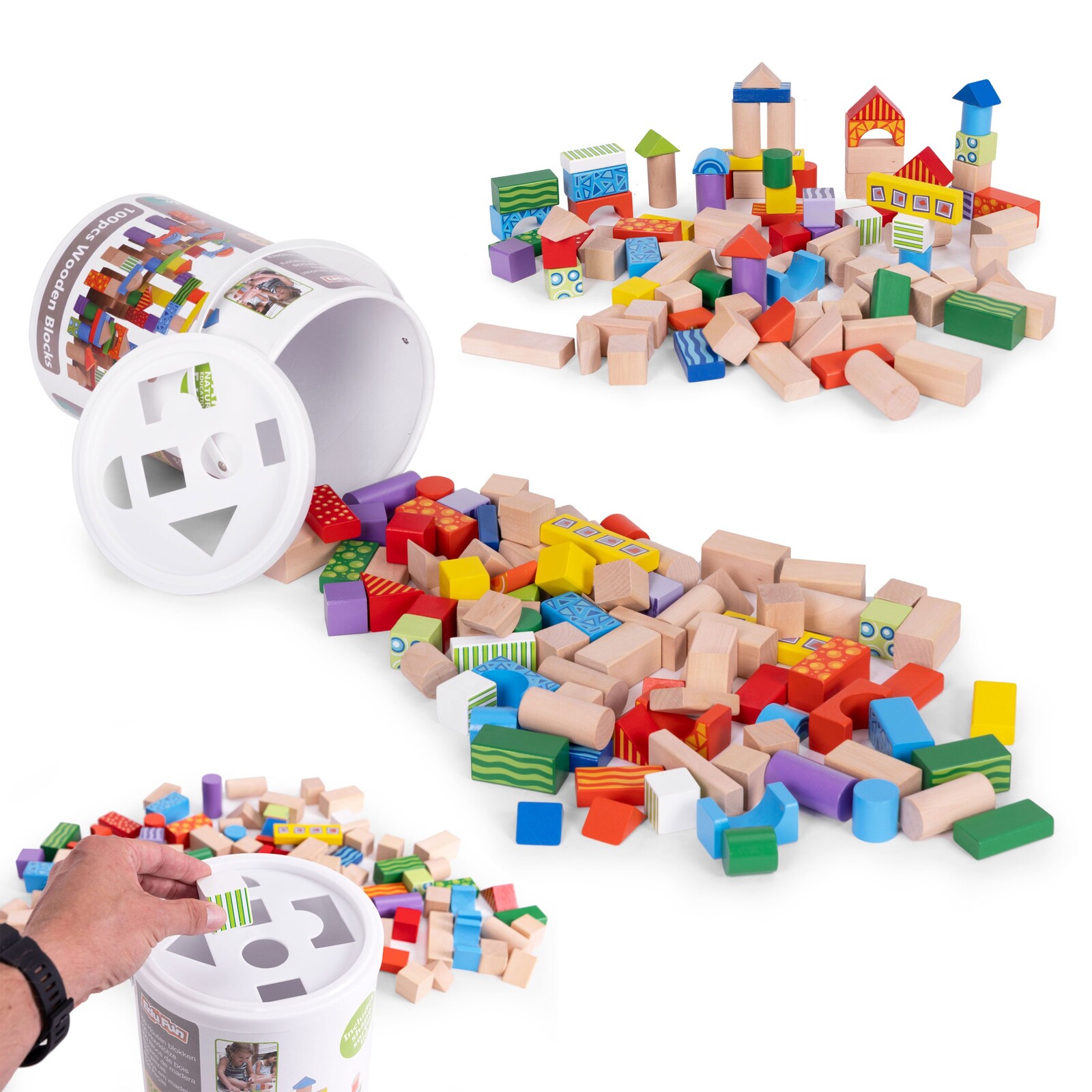 Dětské dřevěné kostky WOODY ECOTOYS 100 ks vícebarevné