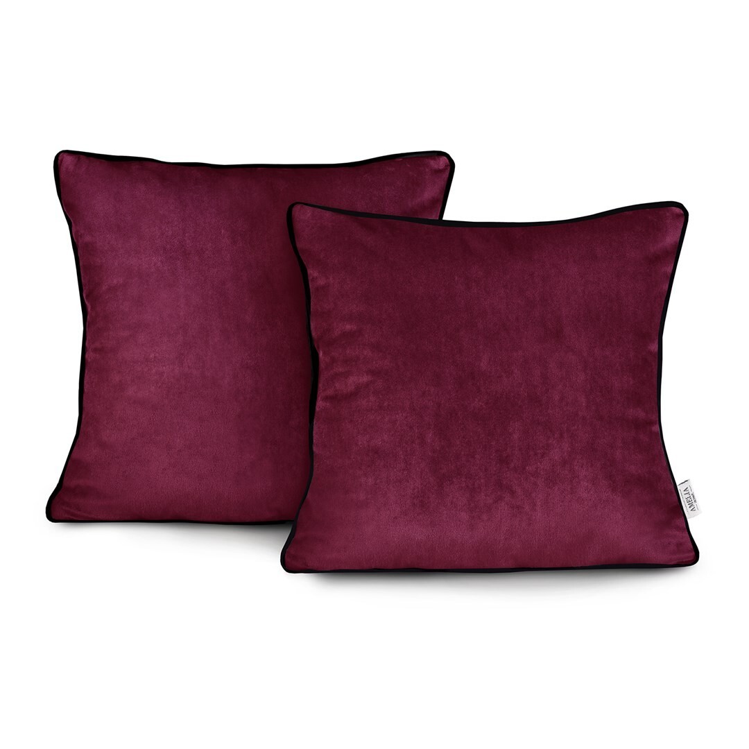 Sada 2 ks povlaků na polštáře AmeliaHome Velvet Piping 45x45 cm červená