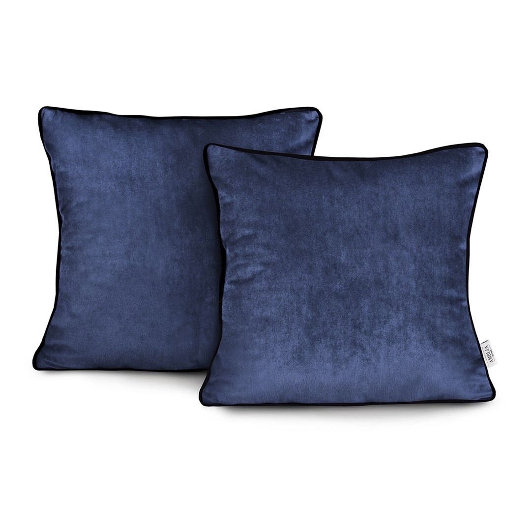 Sada 2 ks povlaků na polštáře AmeliaHome Velvet Piping 45x45 cm indigové