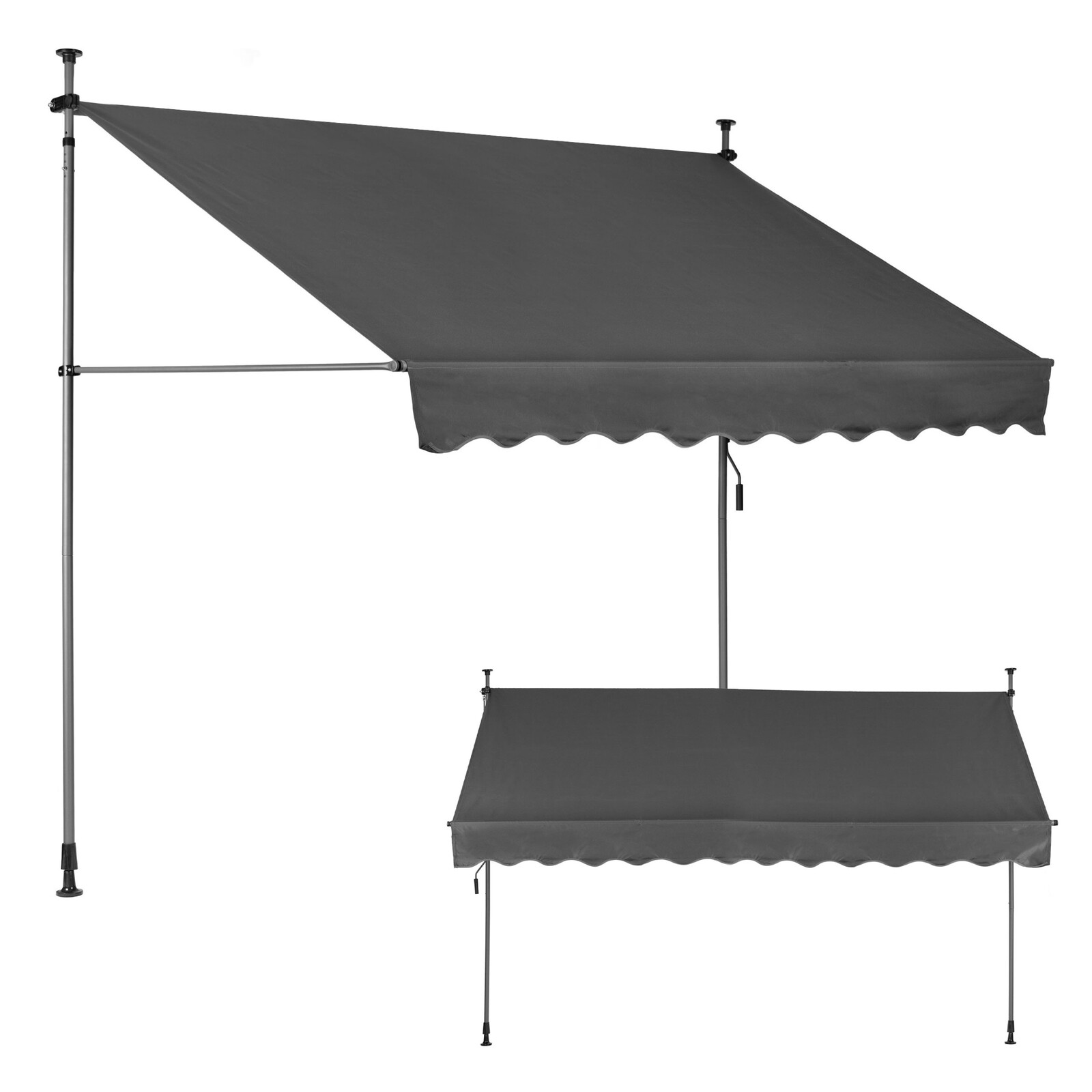 Upínací balkonová sluneční markýza KLODZ 300x120 cm šedá
