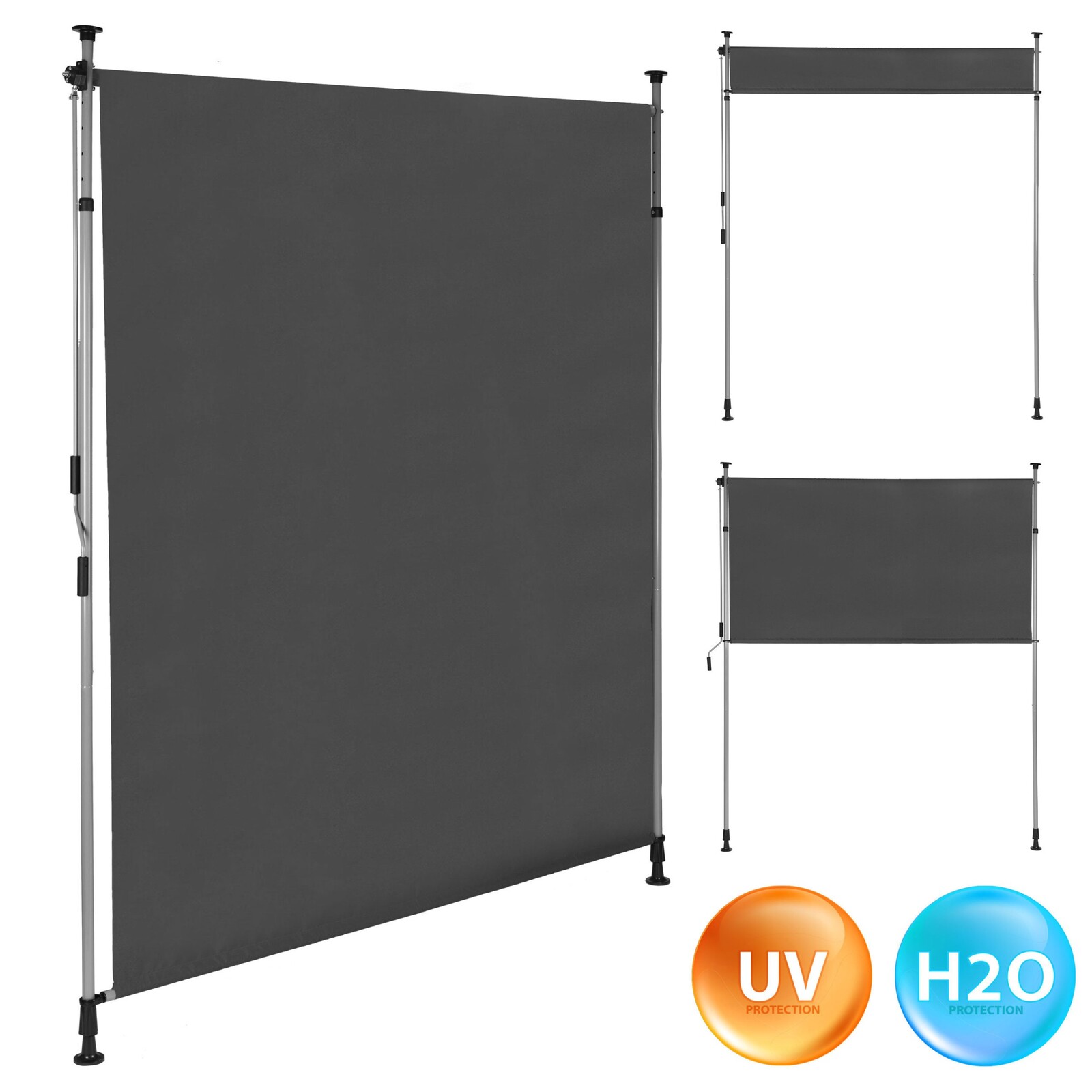Výškově nastavitelná upínací markýza PULSE 180x220 cm antracitová