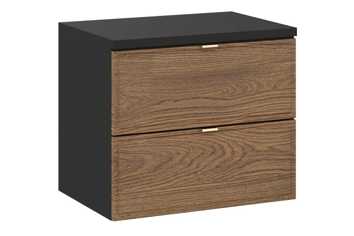 Závěsná skříňka pod umyvadlo Talia Casella s deskou 60 cm černý mat/dub casella