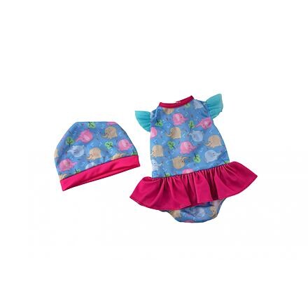 PLEJO Oblečenie pre bábiku 40 - 43 cm, body s čiapočkou modrej
