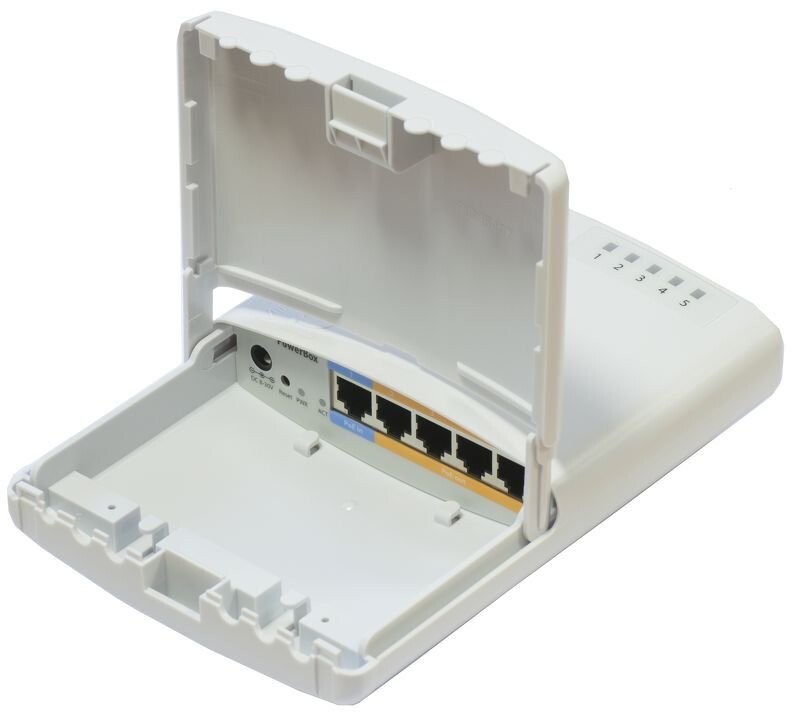 MIKROTIK RouterBOARD PowerBox + L4 (650MHz, 64 MB RAM, 5xLAN switch, outdoor plastic case, zdroj) RB750P-PBr2
