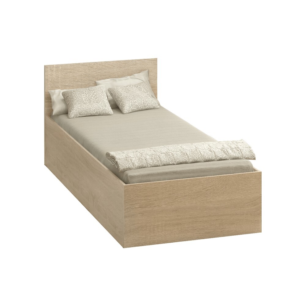 KONDELA Doli jednolôžková posteľ s kovovým roštom dub sonoma