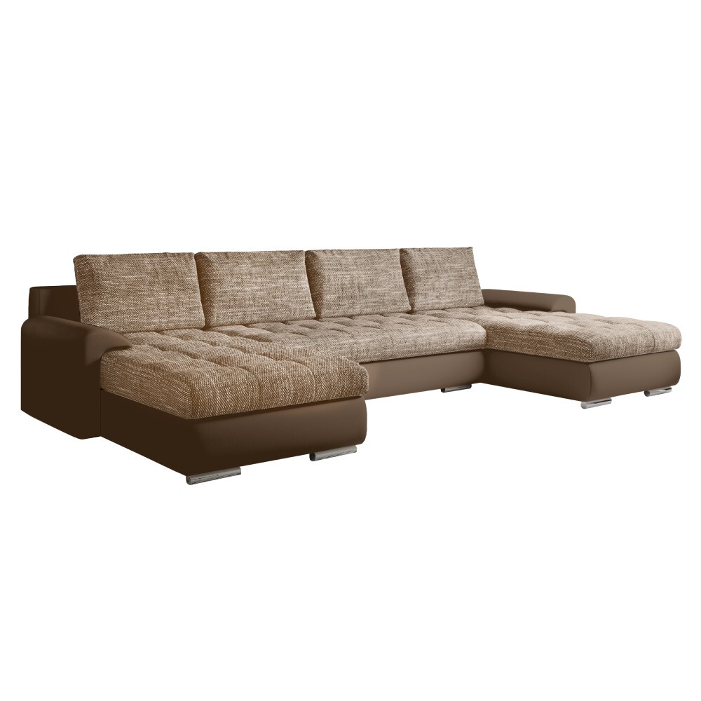 KONDELA Tolita U Uni rohová sedačka u s rozkladom hnedá / hnedý melír