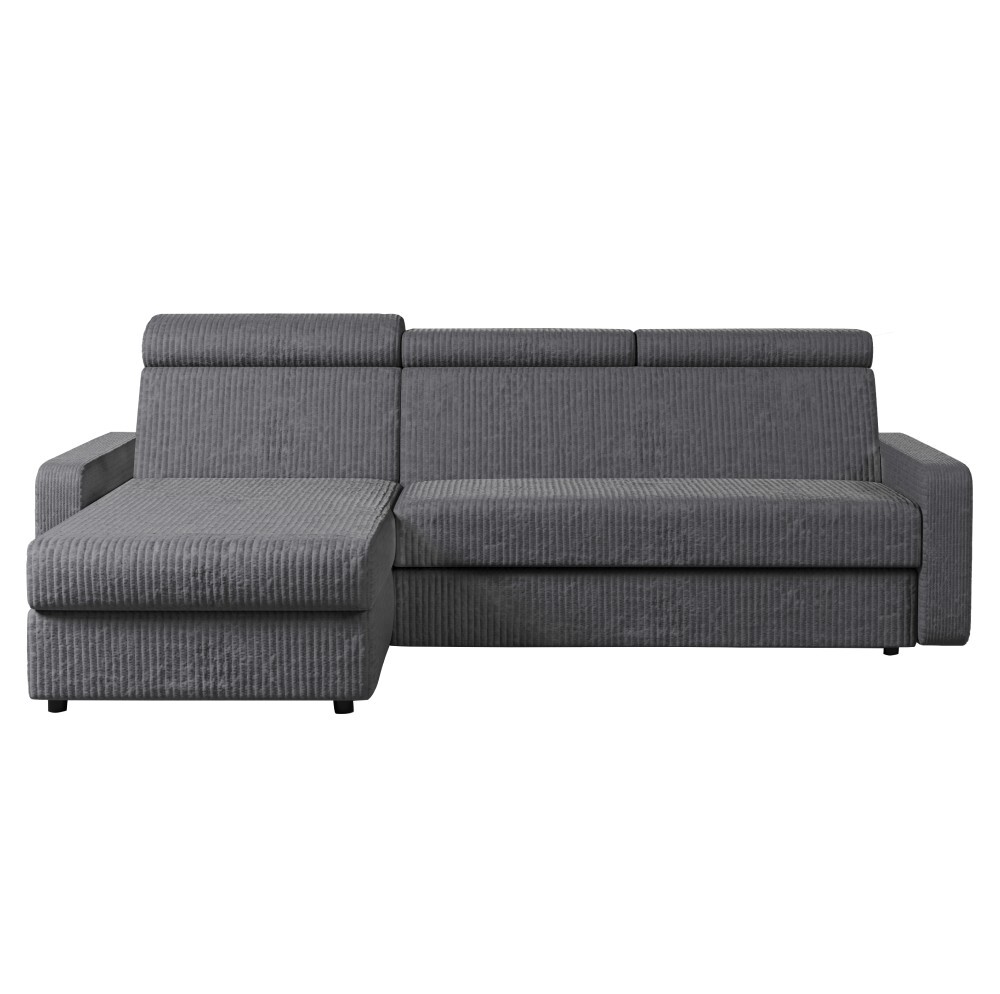 KONDELA Mora Roh L rohová sedačka s rozkladom a úložným priestorom sivá