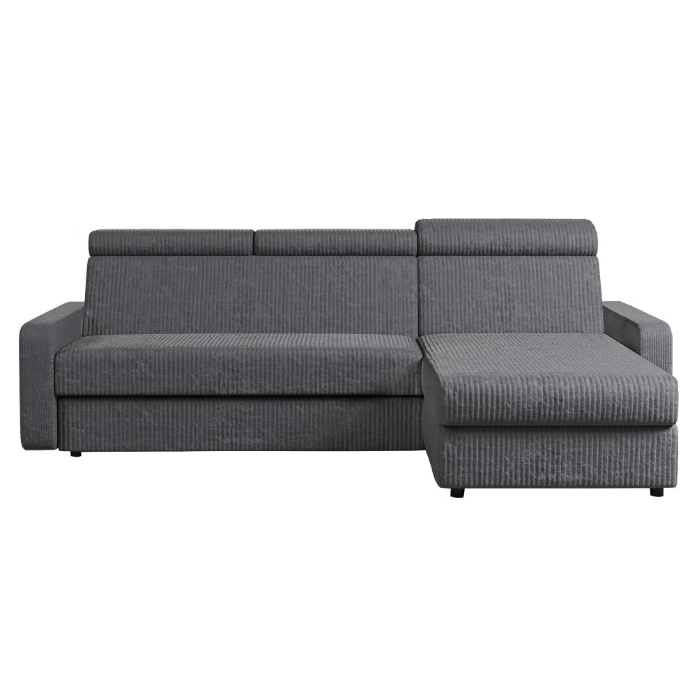 KONDELA Mora Roh P rohová sedačka s rozkladom a úložným priestorom sivá