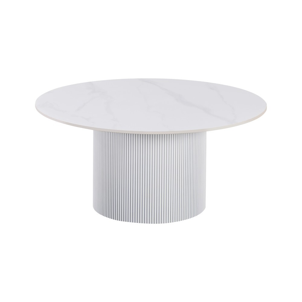 KONDELA Mahir Typ 1 80 okrúhly jedálenský stôl biely mramor / biela