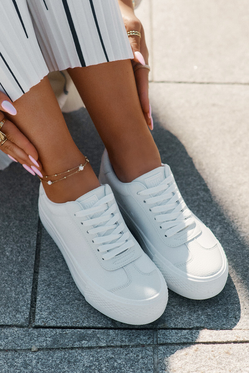 Biele dámske plátenky na platforme so sťahovacou gumičkou Big Star - 36