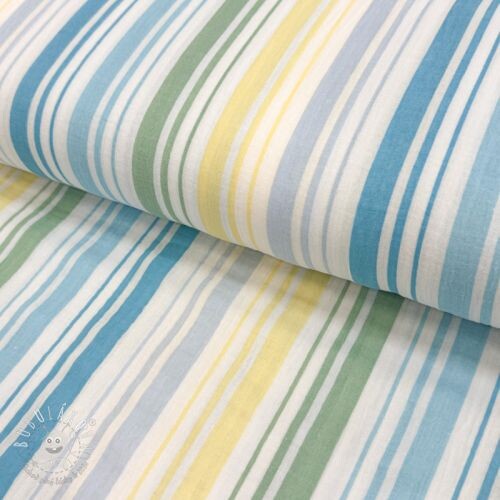 Dvojitá gázovina/mušelín Beach Stripe blue