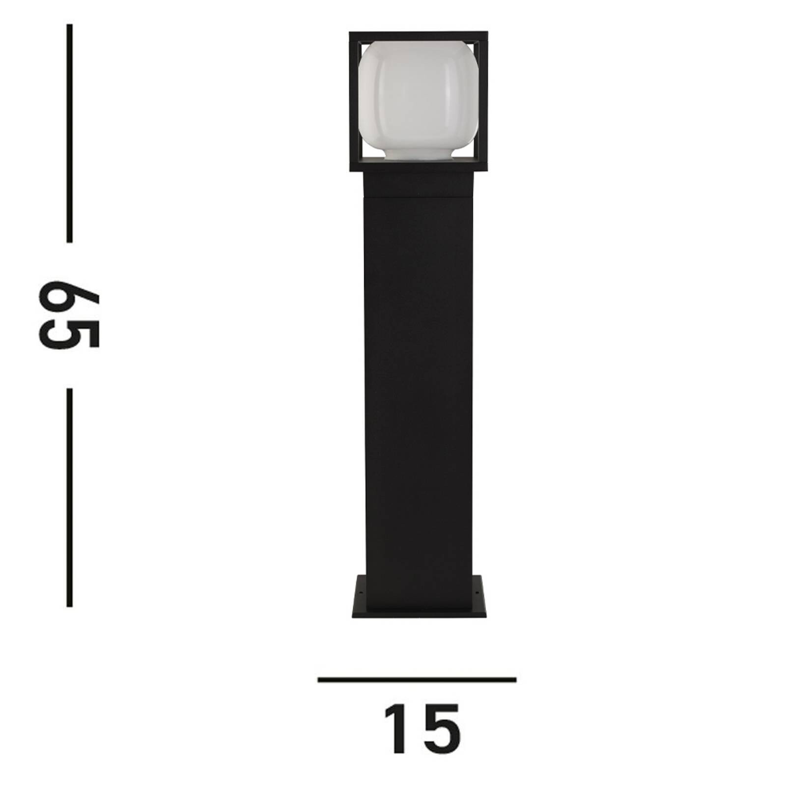 Aténske chodníkové LED svetlo, IP54, čierne, výška 65 cm, kov