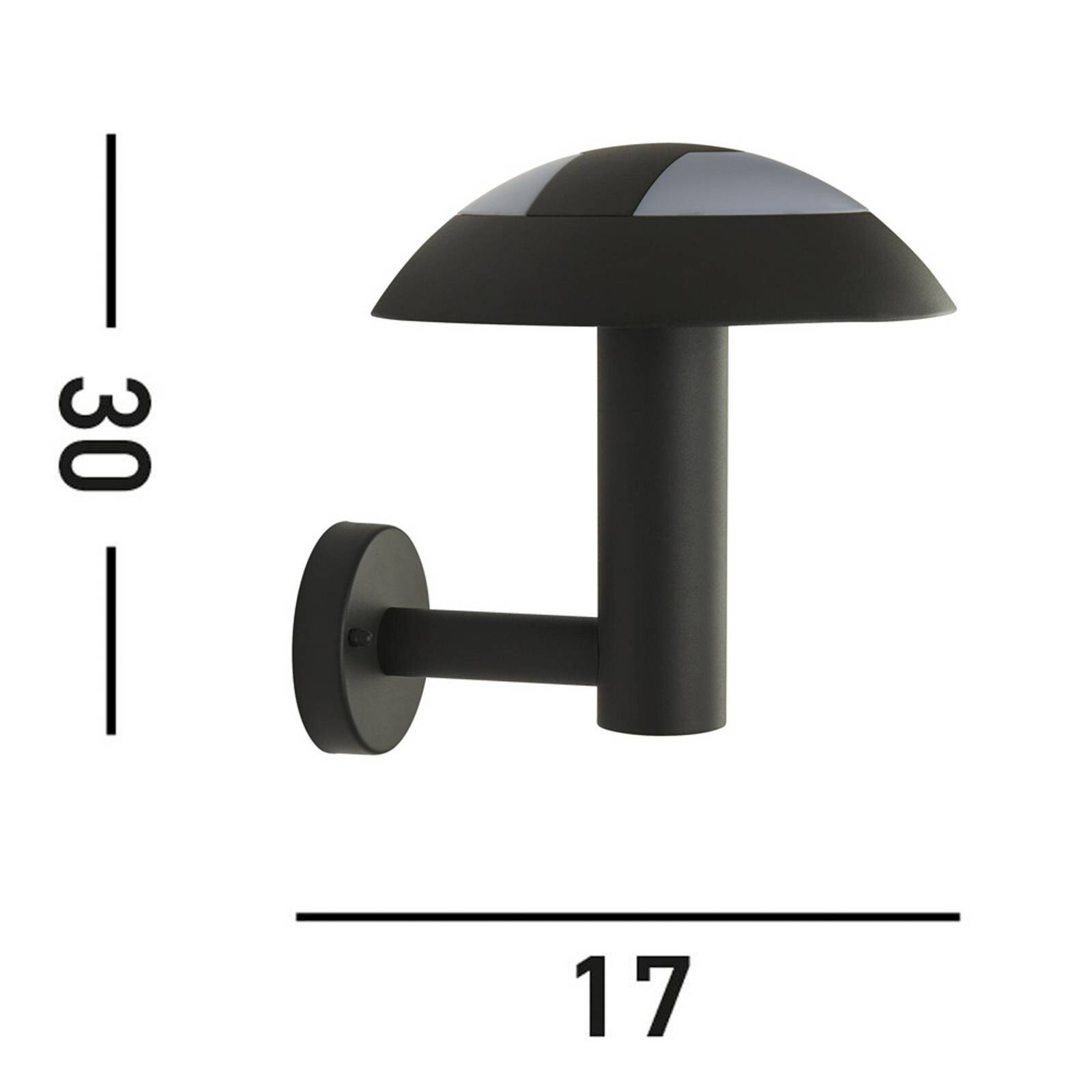 Vonkajšie nástenné svietidlo LED MUSHROOM, IP44, čierna farba, tvar hríbu