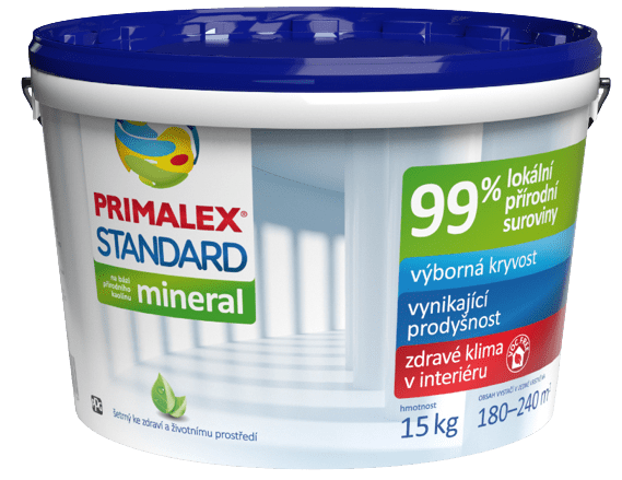 PRIMALEX STANDARD MINERAL - Interiérová farba s prírodným zložením (biela, 15 kg + 3 kg zdarma)