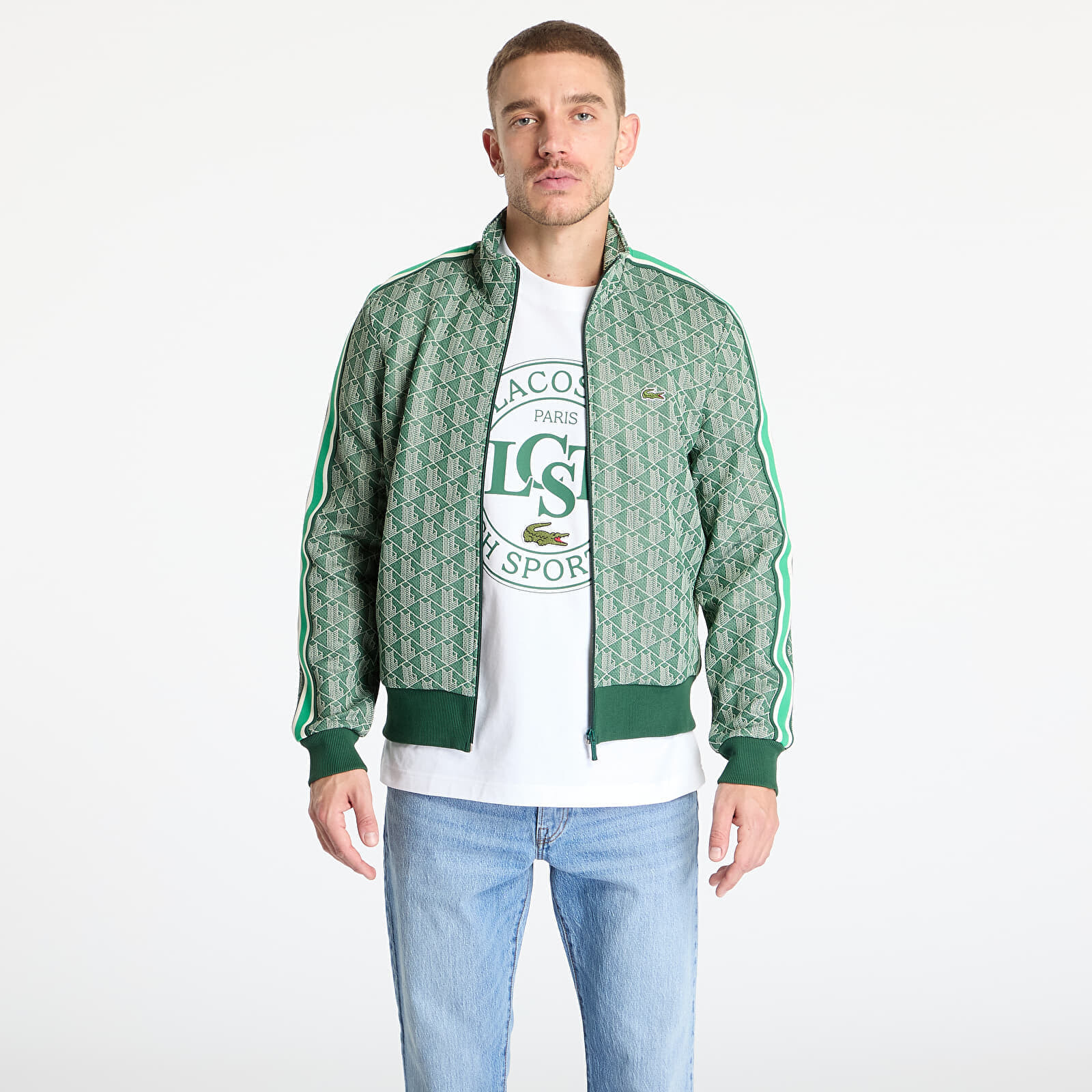 Mikina LACOSTE Jacquard Sweatshirt Calathea/ Sabler M
