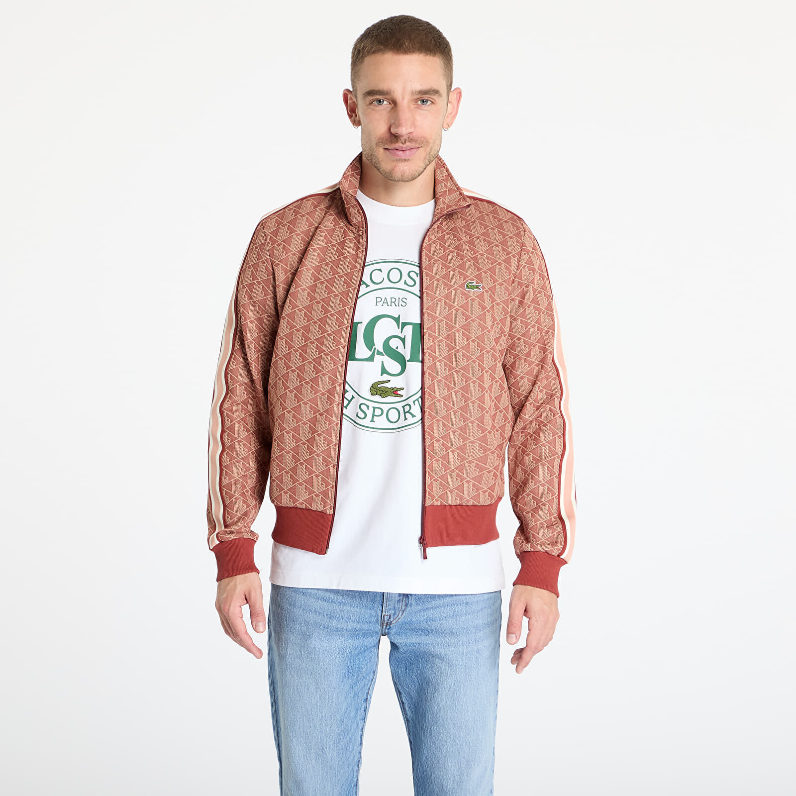 Mikina LACOSTE Jacquard Sweatshirt Iberis/ Latte L