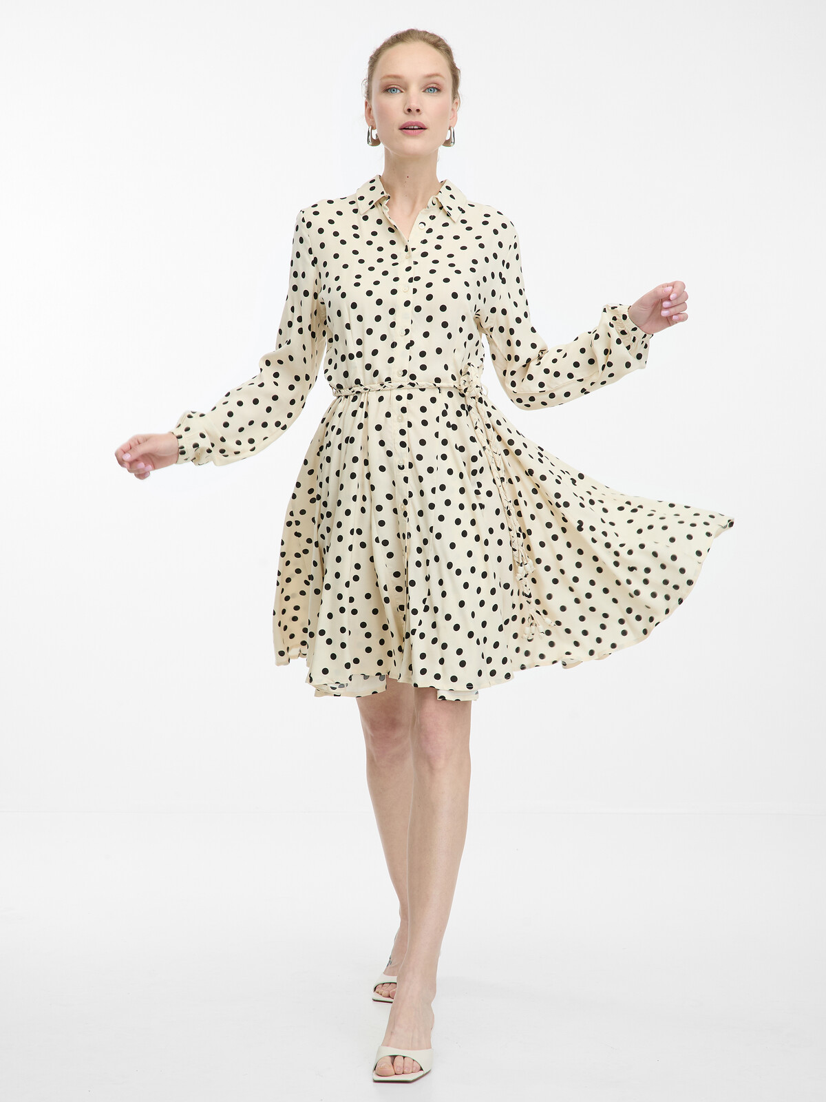Cream women's knee-length shirt dress ORSAY - Women's