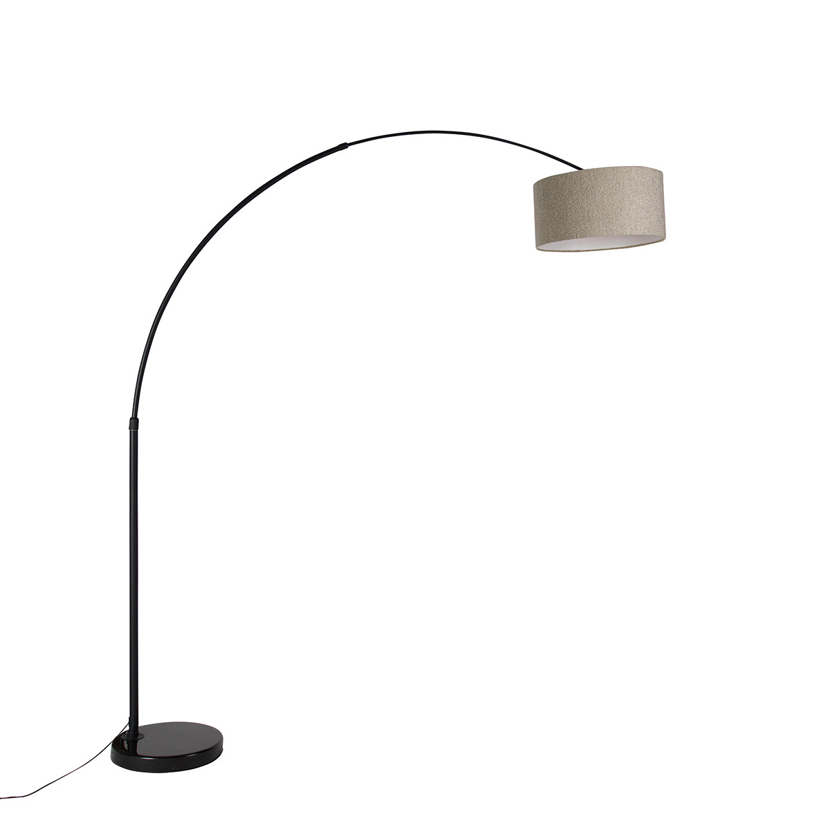 Moderná oblúková stojaca lampa čierna s taupe boucle tienidlom 50 cm - XXL