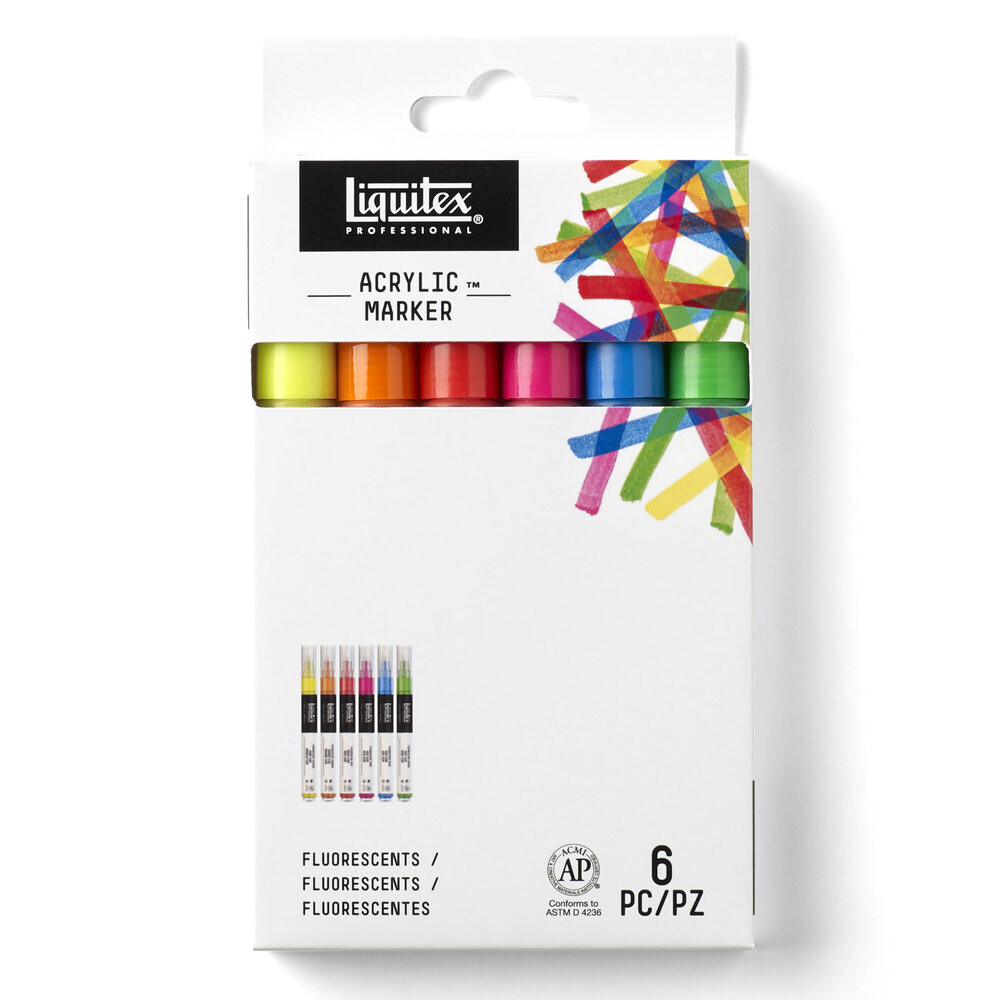 Sada akrylových fixiek fluorescentná 6ks Liquitex