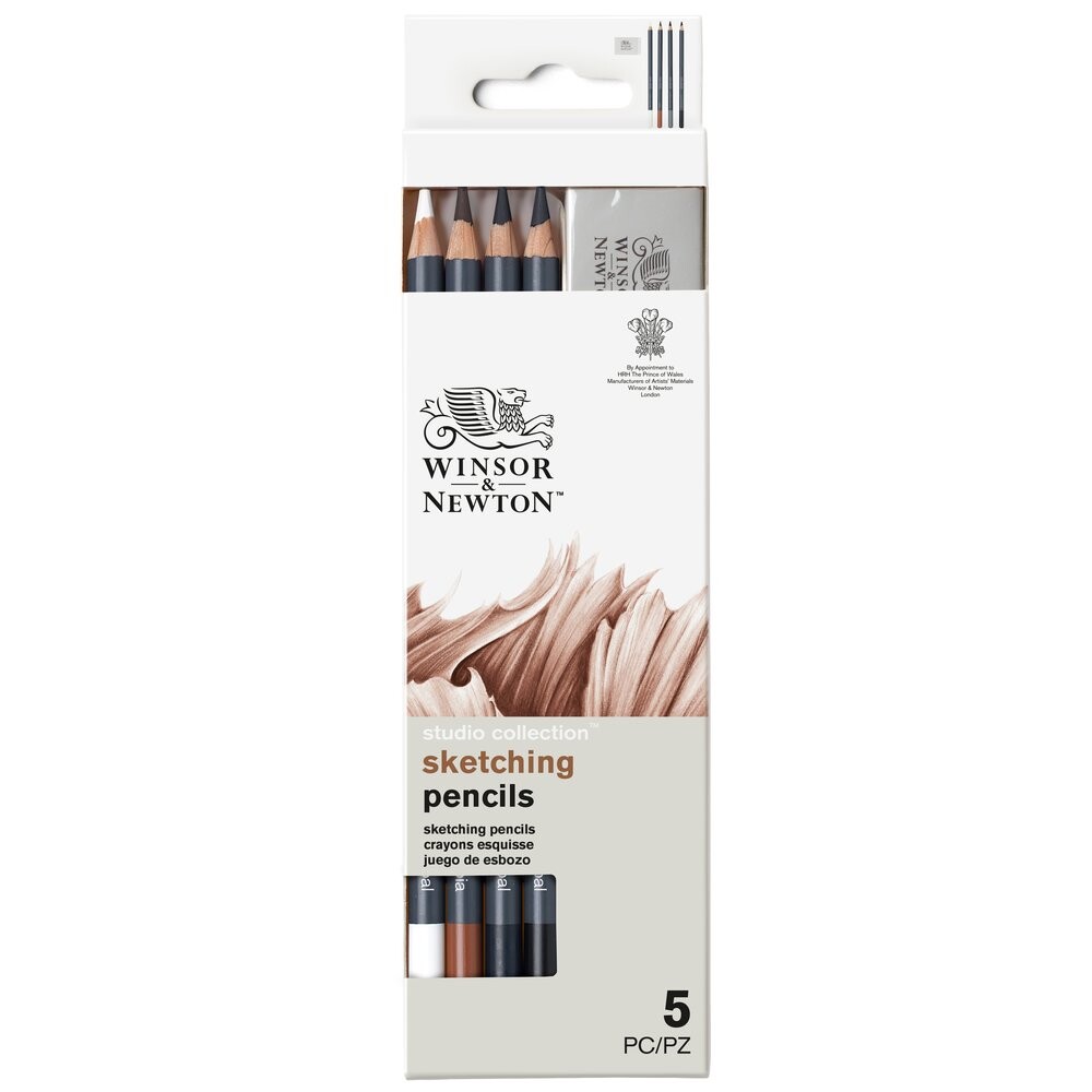 Sada skicovacích ceruziek 4ks + guma Winsor & Newton