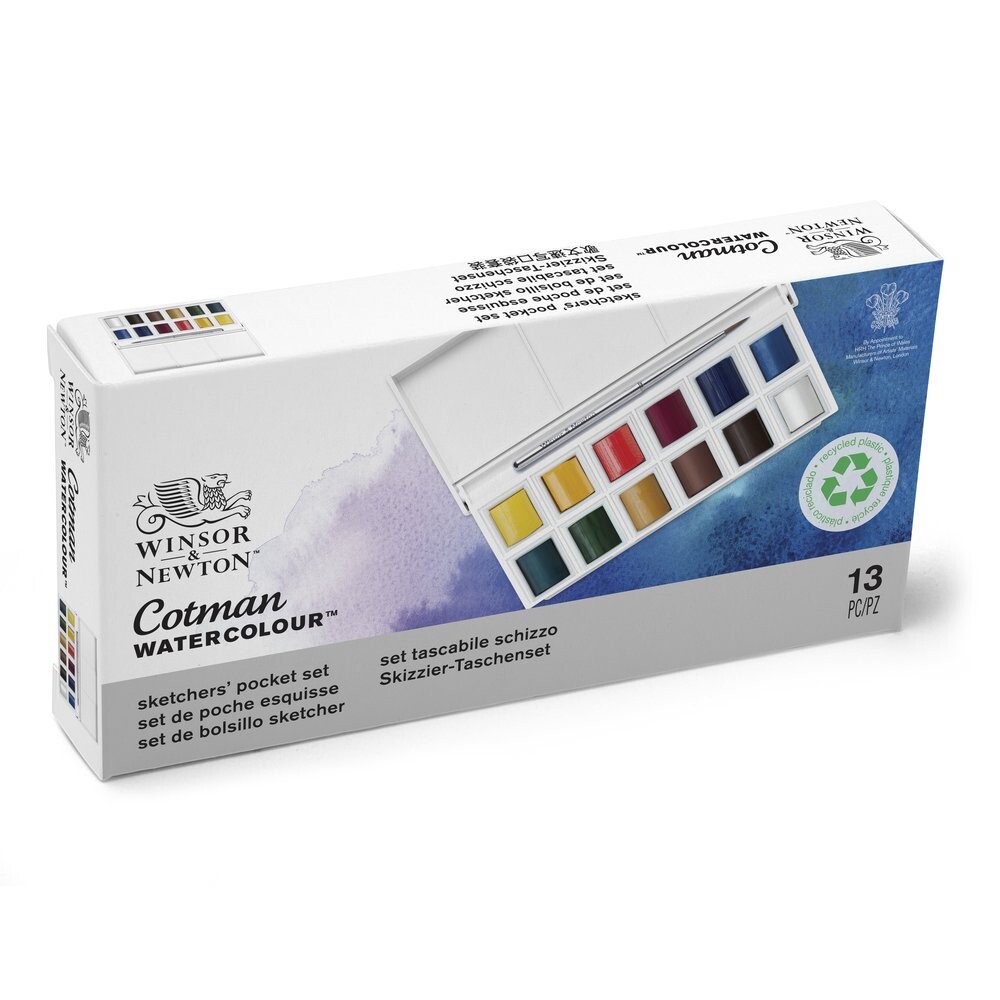 Sada akvarelových farieb 12ks pol panvičiek + 1 štetec Winsor & Newton