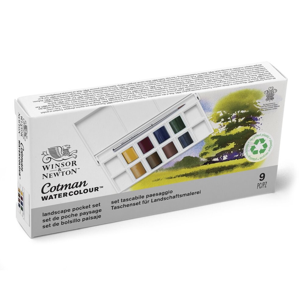 Sada akvarelových farieb 8 pol panvičiek - krajinný set Winsor & Newton