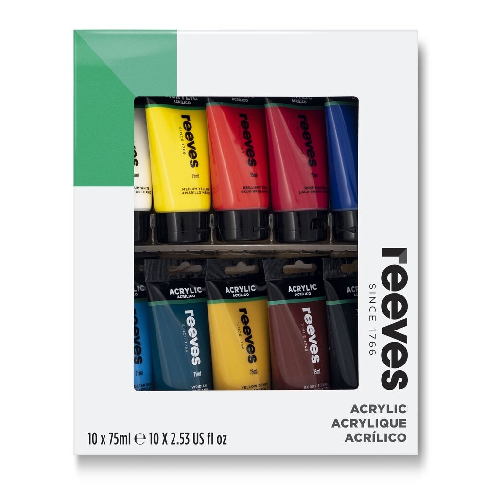 Sada akrylových farieb 10x75ml Reeves