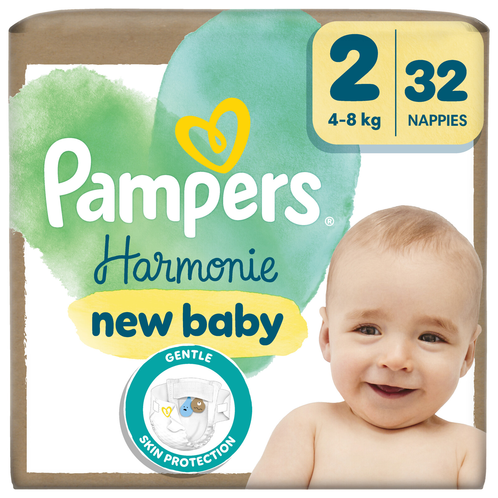 PAMPERS Harmónia New Baby 2 Plienky 4-8 kg, 32 ks