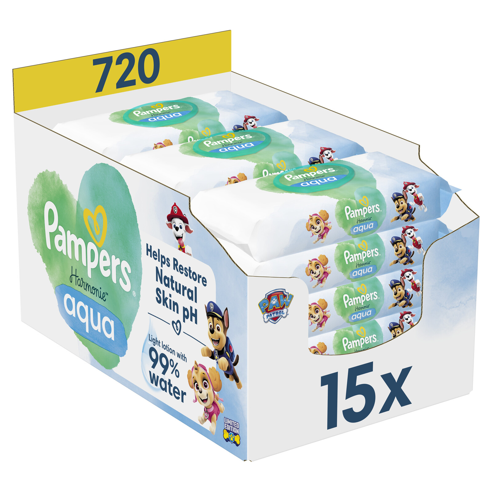 PAMPERS Harmónia Aqua Detské čistiace obrúsky 720 ks