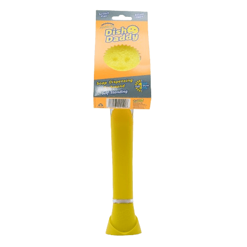 SCRUB DADDY Dish Daddy Hubka na umývanie riadu, s rukoväťou a dávkovačom saponátu Yellow