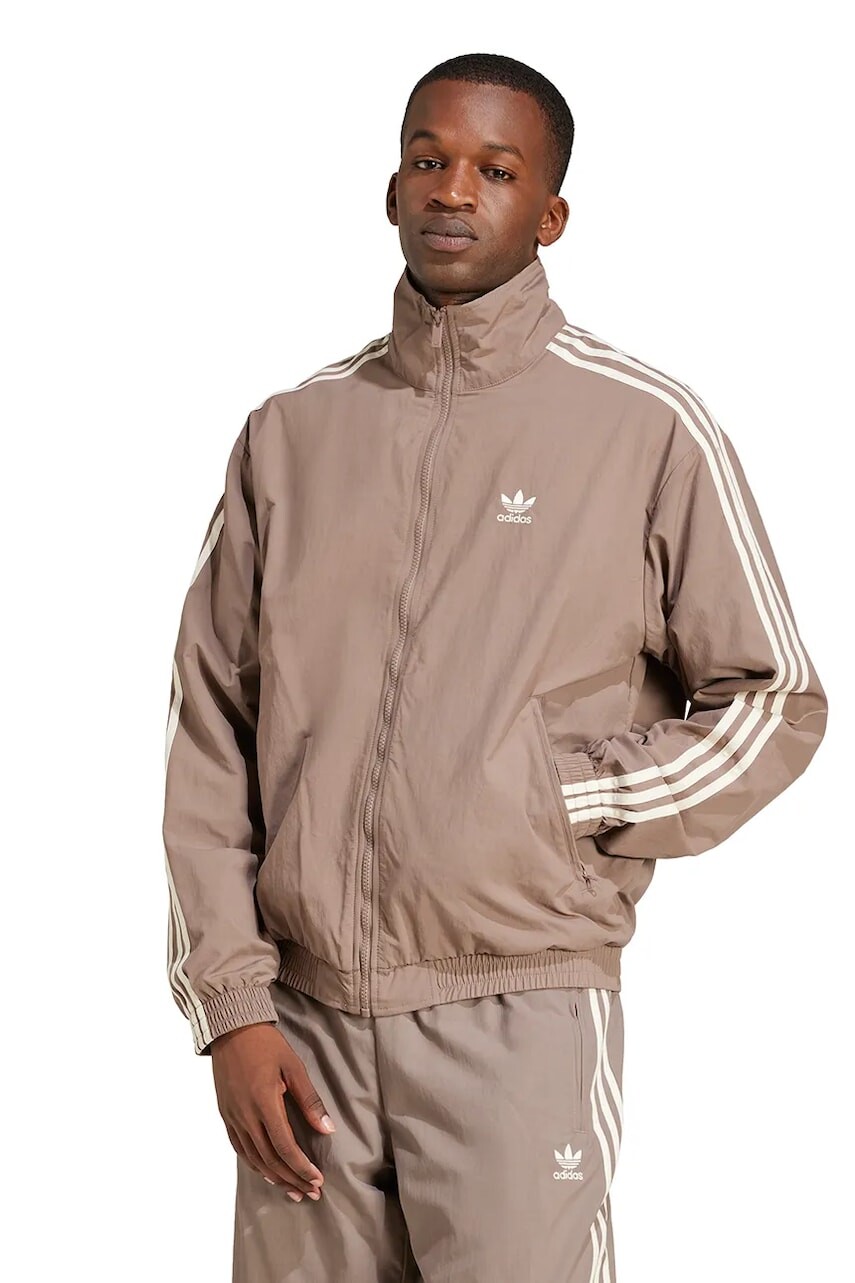 Mikina adidas Originals Firebird Tracktop pánska, béžová farba, vzorovaná, JP1023