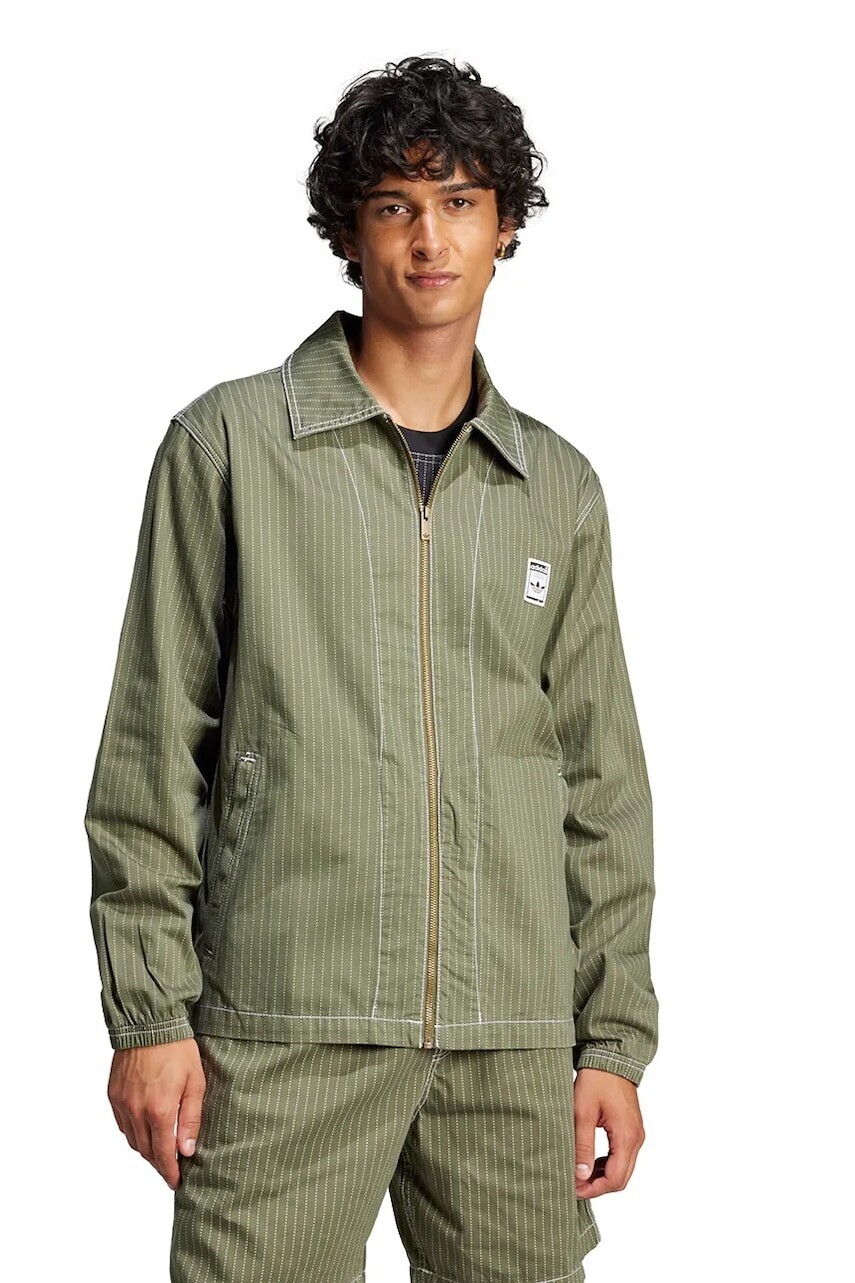 Košeľa adidas Originals Wabash Nylon Coach pánska, zelená farba, prechodná, JP4484