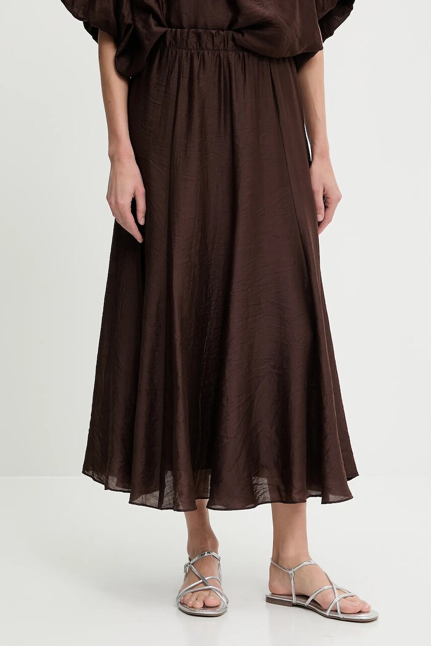 Sukňa hnedá farba, maxi, áčkový strih